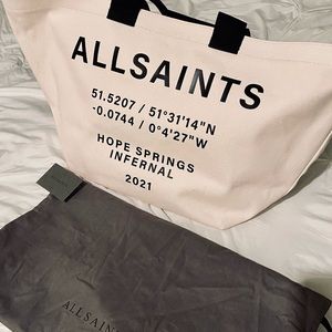 All Saints Canvas Clarendon Logo Tote Bag